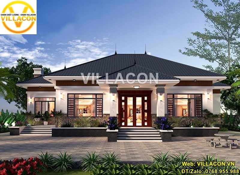 Mẫu Nhà Ngang Cấp 4 Nông Thôn Đẹp Nhất Hiện Nay | VILLACON 7 Mẫu nhà ngang cấp 4