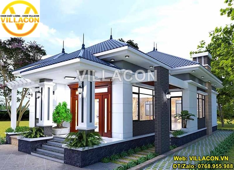 Nhà cấp 4 nông thôn chữ I đơn giản đẹp hiện đại | VILLACON 4 Nhà cấp 4 nông thôn chữ l